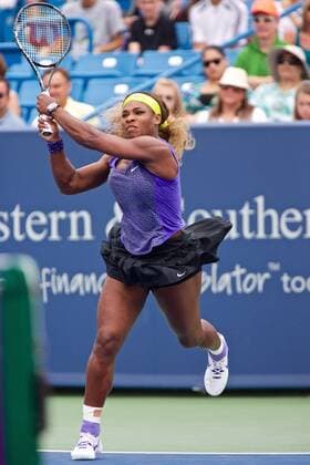 Aug. 16, 2014 - Mason, Ohio, USA - Serena Williams (USA) follows through on a backhand shot during Saturday s Semifinal round of the Western and Southern Open at the Lindner Family Tennis Center, Mason, Ohio. Tennis 2014 - Aug 16 - Western & Southern Open - ZUMAs30