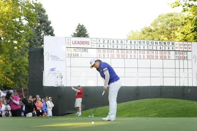 Aug. 17, 2014 - Pittsford, NY, U.S. - August 17, 2014: Inbee Park of South Korea on the 18th green of the final round of the Wegmans LPGA Golf Damen Championship at the Monroe Golf Club in Pittsford, NY. LPGA Golf Damen 2014: Wegmans LPGA Golf Damen Championship AUG 17 - ZUMAsw6