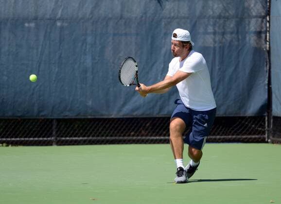 Wim Fissette (BEL) als Trainer in Aktion. Connecticut Open 2014, New Haven, United States.