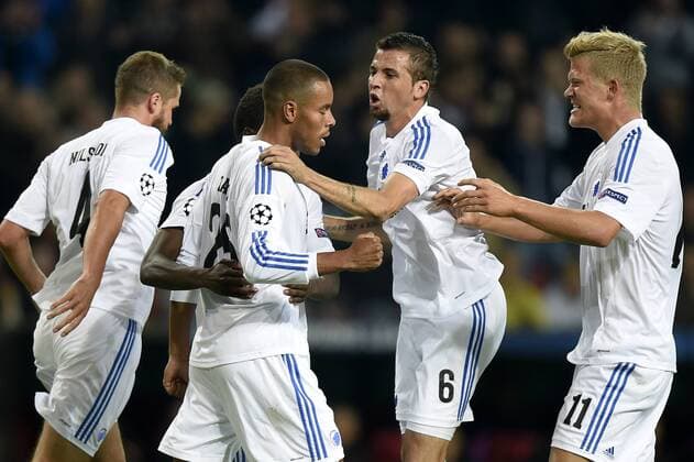 Copenhagen, Denmark, football, UEFA Champions League qualification: Mathias Zanka Jörgensen, FC Copenhagen scores to 1-1 FC Copenhagen - Bayer Leverkusen. 