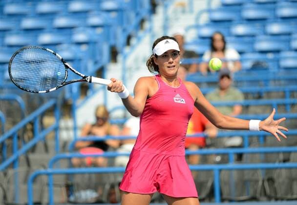 Garbine Muguruza (ESP) in Aktion. Connecticut Open 2014, New Haven, United States.