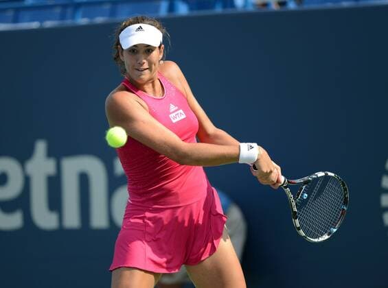 Garbine Muguruza (ESP) in Aktion. Connecticut Open 2014, New Haven, United States.