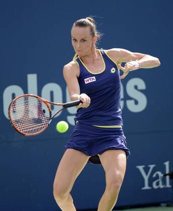 Magdalena Rybarikova (SVK) in Aktion. Connecticut Open 2014, New Haven, United States.