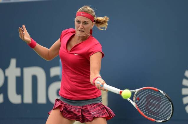 Petra Kvitova (CZE) in Aktion. Connecticut Open 2014, New Haven, United States.