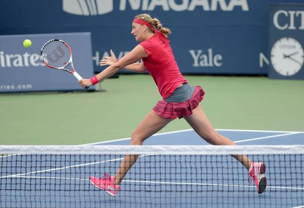 Petra Kvitova (CZE) in Aktion. Connecticut Open 2014, New Haven, United States.