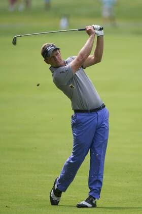 Aug. 21, 2014 - Paramus, New Jersey, U.S - August 21, 2014: Luke Donald (ENG) chips on the 17th fairway during the first round of The Barclays Fed Ex Championship at Ridgewood Country Club in Paramus, NJ. Mandatory Credit: Kostas Lymperopoulos csm GOLF 2014: The Barclays Fed Ex Championship AUG 21 - ZUMAc04