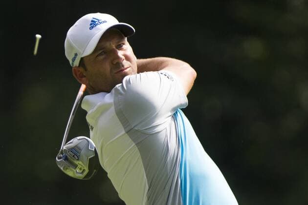 Aug. 21, 2014 - Paramus, New Jersey, U.S - August 21, 2014: Sergio Garcia (ESP) launches the tee over his head on the 9th tee box during the first round of The Barclays Fed Ex Championship at Ridgewood Country Club in Paramus, NJ. Mandatory Credit: Kostas Lymperopoulos csm GOLF 2014: The Barclays Fed Ex Championship AUG 21 - ZUMAc04