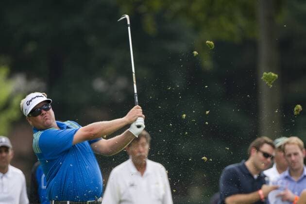 Aug. 21, 2014 - Paramus, New Jersey, U.S - August 21, 2014: Carl Pettersson (USA) launches the grass as he chips during the first round of The Barclays Fed Ex Championship at Ridgewood Country Club in Paramus, NJ. Mandatory Credit: Kostas Lymperopoulos csm GOLF 2014: The Barclays Fed Ex Championship AUG 21 - ZUMAc04