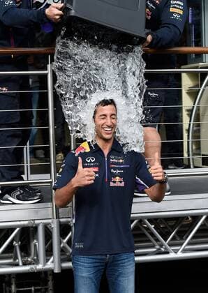 Ice Bucket Challenge,Daniel Riccardo, Red Bull Racing, formula 1 GP, Belgien in Spa, 21.08.2014 Ice Bucket Challenge, formula 1 GP, Belgien,