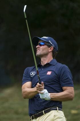 Aug. 22, 2014 - Paramus, New Jersey, U.S - August 22, 2014: Adam Scott (AUS) reacts to his drive on the 8th hole during the second round of The Barcla s Fed Ex Championship at Ridgewood Country Club in Paramus, NJ. Mandatory Credit: Kostas Lymperopoulos csm GOLF 2014: The Barcla s Fed Ex Championship AUG 22 - ZUMAc04