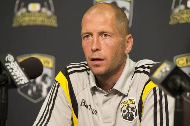23 August 2014: Gregg Berhalter Head Coach and Sporting Director of the Columbus Crew dressing the media about the sell of Giancarlo Gonzalez 5 of the Columbus Crew to Palermo before the game between the Houston Dynamo and the Columbus Crew at the Crew Stadium in Columbus, Ohio. SOCCER: AUG 23 MLS Fussball Herren USA - Dynamo at Crew Icon140823004 EDITORIAL USE ONLY