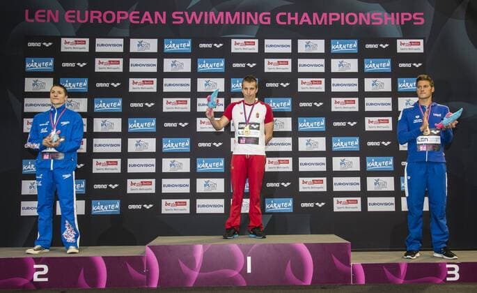 PAVONI Roberto GBR Silver Medal (L) VERRASZTO David HUN Gold Medal TURRINI Federico ITA Bronze Medal 400m Medley Men Final 32nd LEN European Championships Berlin GiorgioxScala DBM