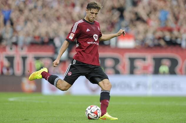 Niklas STARK (1.FC Nürnberg),Aktion,Einzelaktion,Einzelbild, Freisteller,Ganzkörperaufnahme,ganze Figur. Fussball 2. Bundesliga 1.FC Nürnberg (N)-FSV Frankfurt (F) 0-1. 3.Spieltag,Spieltag03,Liga2,Saison 2014 15 am 23.08.2014. GRUNDIG STADION