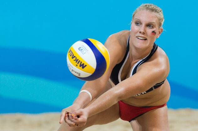 25.08.2014, Nanjing, Youth Olympic Sports Park Youth Olympic Games 2014, Viertelfinale Annahme Sarah Schneider (GER)