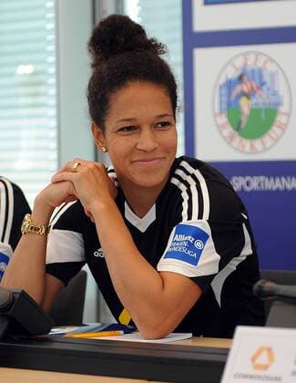 26.08.2014, xnrx, Fussball 1.Bundesliga Damen, 1.FFC Frankfurt Pressekonferenz, v.l. Celia Sasic (1.FFC Frankfurt)