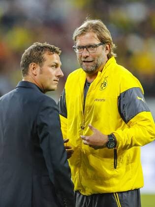 Juergen KLOPP, Chef - Trainer BVB Markus WEINZIERL, FCA Trainer FC AUGSBURG - BORUSSIA DORTMUND (1-3 ) Fussball 1. Bundesliga , Augsburg, am 29.08.2014 2.Spieltag, Saison 2014 2015, Liga01, 1.Liga, 1.Bundesliga, FCA, BVB