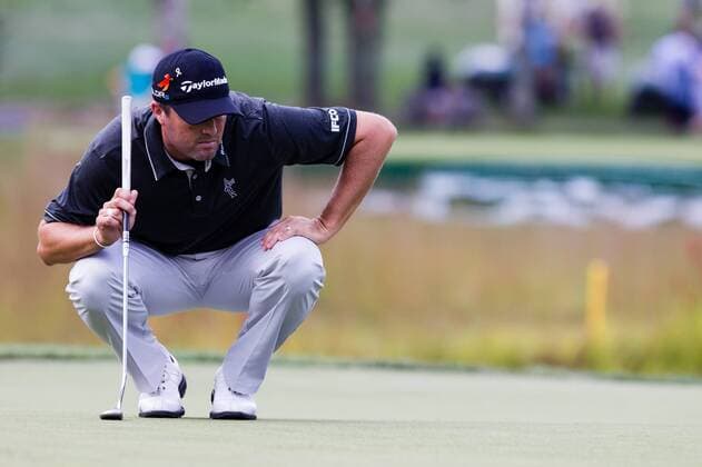 August 29, 2014: Ryan Palmer lining up a birdie putt on 16 during the first round of the Deutsche Bank Championship at TPC Boston in Norton, MA. GOLF: AUG 29 PGA Golf Herren - Deutsche Bank Championship - First Round Icon140829080 EDITORIAL USE ONLY
