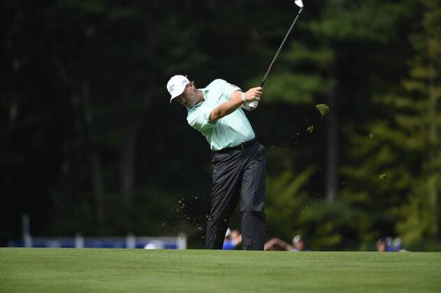Aug. 31, 2014 - Norton, Massachusetts, USA - August 31, 2014 - Norton, Mass. - Ernie Els hits his ball down the 5th fairway during the third round of the PGA Golf Herren FedEx Cup playoffs, Deutsche Bank Championship, held at the Tournament Players Club in Norton Massachusetts. Eric Canha CSM Golf 2014: Deutsche Bank Championship AUG 31 - ZUMAc04