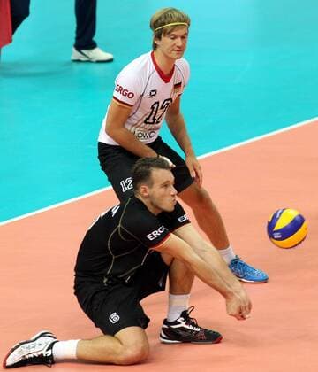 01.09.2014 Katowice(Poland) FIVB Men s Volleyball World Championship Brazil-Germany Pool D Ferdinand Tiller(up) and Denys Kaliberda (down) Germany : 