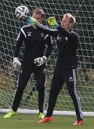 20140901 - BRUSSELS, BELGIUM: Belgium s goalkeeper Jean-Francois Gillet pictured during a training session of Belgian national soccer team Red Devils, Monday 01 September 2014, in Brussels. Belgium will play a friendly match against the Australian national soccer team on Thursday. VIRGINIExLEFOUR  premiumd Highlight 04295528
