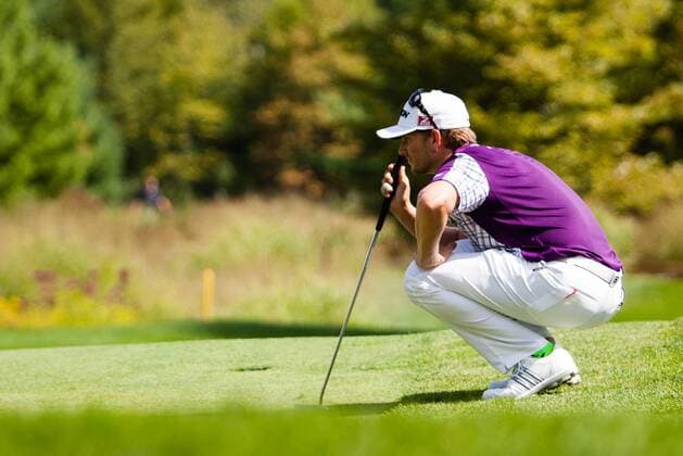September 1, 2014: Charl Schwartzel lining up his putt on the 3rd green during the final round of the Deutsche Bank Championship at TPC Boston in Norton, MA. GOLF: SEP 01 PGA Golf Herren - Deutsche Bank Championship - Final Round Icon19086654 EDITORIAL USE ONLY