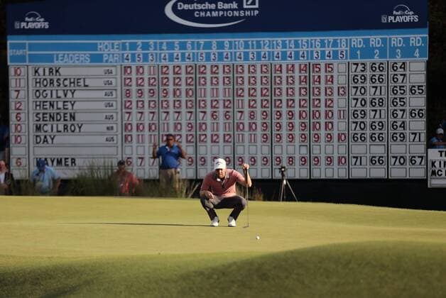 September 1, 2014: Chris Kirk lines up his birdie attempt on 18 during the Final Round of the Deutsche Bank Championship at TPC Boston in Norton, MA. GOLF: SEP 01 PGA Golf Herren - Deutsche Bank Championship - Final Round Icon19086660 EDITORIAL USE ONLY
