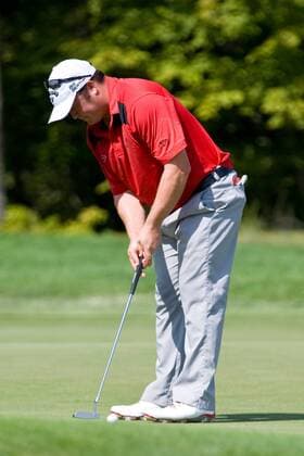 Sept. 1, 2014 - Norton, Massachusetts, United States - September 1, 2014: Andrew Svoboda makes a putt on the 3rd hole during the final round of the Deutsche Bank Championship at TPC Boston. - ZUMAc04