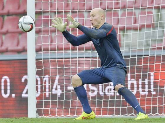 US national team trains prior to the soccer friendly match Czech Republic vs USA on September 2, 2014 in Prague, Czech Republic. Pictured Aston Villa goalkeeper Brad Guzan. (CTKxPhoto MichalxDolezal) CTKPhotoOF201409020845201  dol 009