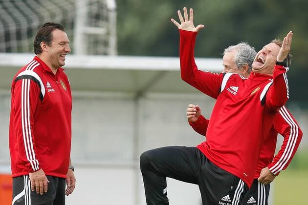 - BRUSSELS, BELGIUM: Belgium s head coach Marc Wilmots and Belgium s assistant coach Vital Borkelmans pictured during a training session of Belgian national soccer team Red Devils, Wednesday 03 September 2014, in Brussels. Tomorrow Belgium will play a friendly match against the Australian national soccer team. BRUNOxFAHY  kurios premiumd 20178945