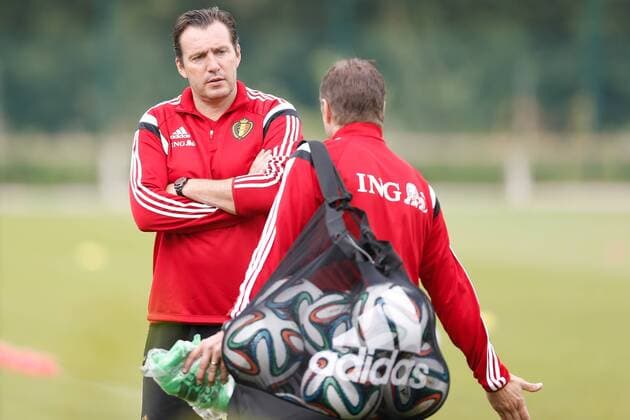 - BRUSSELS, BELGIUM: Belgium s head coach Marc Wilmots pictured during a training session of Belgian national soccer team Red Devils, Wednesday 03 September 2014, in Brussels. Tomorrow Belgium will play a friendly match against the Australian national soccer team. BRUNOxFAHY  premiumd 20178930