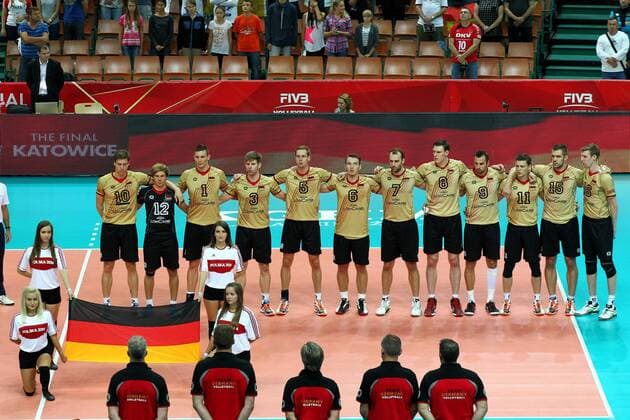 03.09.2014 KATOWICE , VOLLEYBALL , FIVB MEN S VOLLEYBALL WORLD CHAMPIONSHIP 2014 GAME - GERMANY vl CHRISTIAN FROMM , FERDINAND TILLE , CHRISTIAN FROMM , SEBASTIAN SCHWARZ , SEBASTIAN KUHNER , DENYS KALIBERDA , DIRK WESTPHAL , MARCUS BÖHME , Georg Grozer , LUKAS KAMP , TIM BROSHOG , MAX GÜNTHÖR  20140903CSJP3019