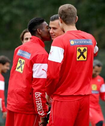 SOCCER - UEFA EURO 2016 quali, AUT vs SWE, preview VIENNA,AUSTRIA,03.SEP.14 - SOCCER - UEFA European Championship 2016, qualification, ÖFB international match, Austria vs Sweden, preview, training national team AUT. Image shows David Alaba, Heinz Lindner and Stefan Ilsanker (AUT).