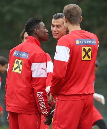 SOCCER - UEFA EURO 2016 quali, AUT vs SWE, preview VIENNA,AUSTRIA,03.SEP.14 - SOCCER - UEFA European Championship 2016, qualification, ÖFB international match, Austria vs Sweden, preview, training national team AUT. Image shows David Alaba, Heinz Lindner and Stefan Ilsanker (AUT).
