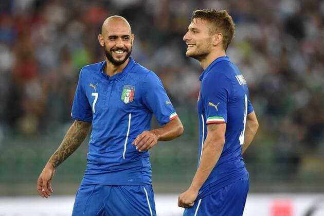 Simone Zaza, Ciro Immobile (ITA) Bari 04-09-2014 Stadio San Nicola Football friendly match Italy - Netherlands . andreaxstaccioli