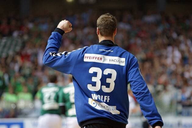 05.09.2014, xovx, Handball HBL, HSG Wetzlar - THW Kiel, Jubel von Andreas Wolff (HSG Wetzlar), Freisteller.