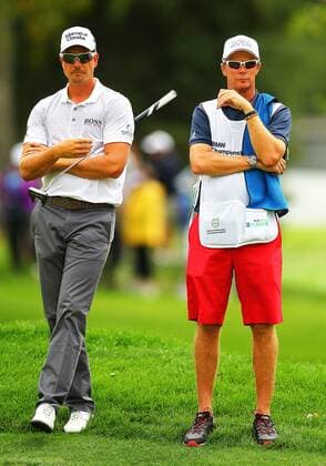 September 05 2014: Henrik Stenson and his caddie review his putting line on the 1st hole during the second round of the BMW Championship PGA Golf Herren Tour at Cherry Hills Country Club in Englewood, CO. GOLF: SEP 05 PGA Golf Herren - BMW Championship - Second Round Icon140905035 EDITORIAL USE ONLY