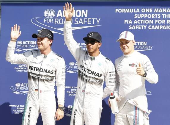 Motorsports: FIA Formula One World Championship 2014, Grand Prix of Italy, 6 Nico Rosberg (GER, Mercedes AMG Petronas F1 Team), 44 Lewis Hamilton (GBR, Mercedes AMG Petronas F1 Team), 77 Valtteri Bottas (FIN, Williams Martini Racing), xHOCHxZWEIx