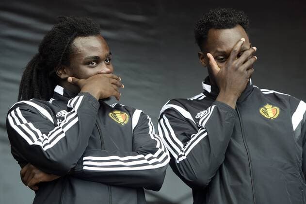- OOSTENDE, BELGIUM: Belgium s Jordan Lukaku and Belgium s Romelu Lukaku pictured during a fan day of Belgian national soccer team Red Devils, Saturday 06 September 2014, in Oostende. YORICKxJANSENS  premiumd 04309259