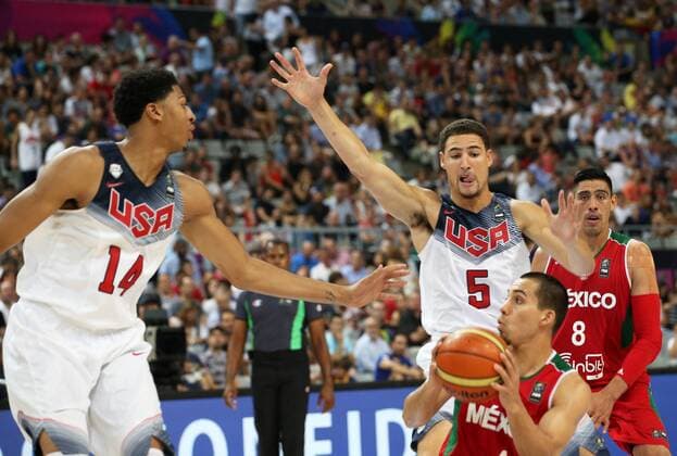 BARCELONA: Paul Stoll, Klay Thompson, Anthony Davis - FIBA Basketball WM 2014, Mexiko vs. USA. 