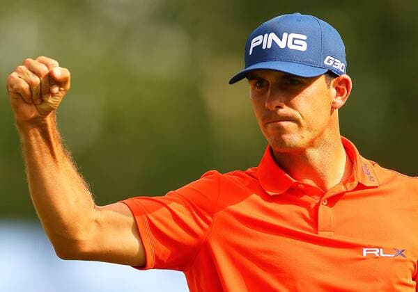 September 06 2014: Billy Horschel reacts sinking a birdie putt on the 18th hole during the third round of the BMW Championship PGA Golf Herren Tour at Cherry Hills Country Club in Englewood, CO. GOLF: SEP 06 PGA Golf Herren - BMW Championship - Third Round Icon140906118 EDITORIAL USE ONLY