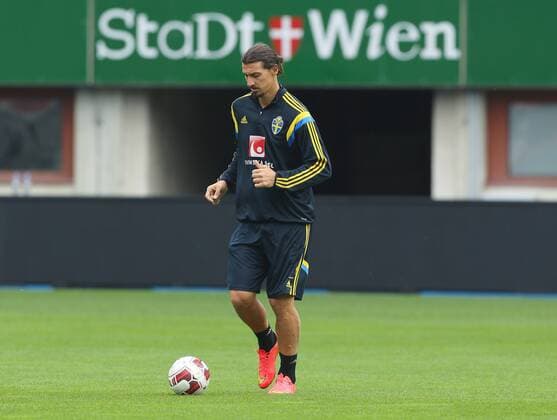 SOCCER - UEFA EURO 2016 quali, AUT vs SWE, preview VIENNA,AUSTRIA,07.SEP.14 - SOCCER - UEFA European Championship 2016, qualification, OEFB international match, Austria vs Sweden, final training team SWE. Image shows Zlatan Ibrahimovic (SWE). 