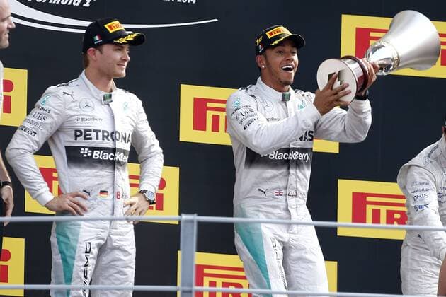 Motorsports: FIA Formula One World Championship 2014, Grand Prix of Italy, 6 Nico Rosberg (GER, Mercedes AMG Petronas F1 Team), 44 Lewis Hamilton (GBR, Mercedes AMG Petronas F1 Team), xHOCHxZWEIx