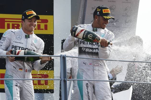 Motorsports: FIA Formula One World Championship 2014, Grand Prix of Italy, 6 Nico Rosberg (GER, Mercedes AMG Petronas F1 Team), 44 Lewis Hamilton (GBR, Mercedes AMG Petronas F1 Team), xHOCHxZWEIx