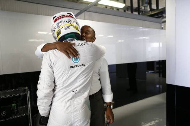 Motorsports: FIA Formula One World Championship 2014, Grand Prix of Italy, 44 Lewis Hamilton (GBR, Mercedes AMG Petronas F1 Team) and his father Anthony Hamilton xHOCHxZWEIx