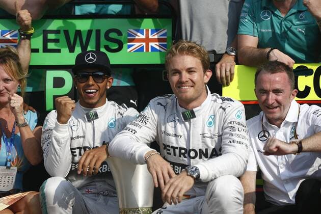 Motorsports: FIA Formula One World Championship 2014, Grand Prix of Italy, 44 Lewis Hamilton (GBR, Mercedes AMG Petronas F1 Team), 6 Nico Rosberg (GER, Mercedes AMG Petronas F1 Team), Paddy Lowe (GBR, Mercedes AMG Petronas F1 Team), xHOCHxZWEIx