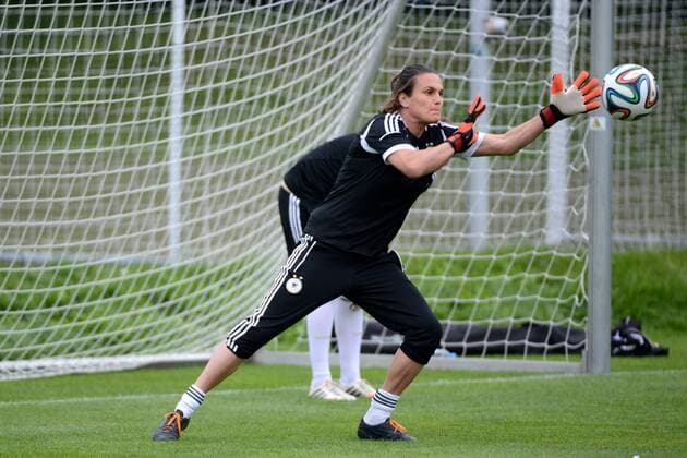 10.09.2015 Frankfurt, Commerzbankarena Training Frauen-Nationalmannschaft vor den Qualifikationsspielen zur WM 2015 in Kanada Aktion,Freisteller Die DFB-Torfrau Nadine Angerer
