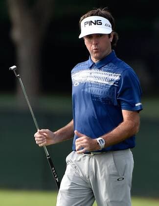 Bubba Watson lets off some steam on No. 17 where he makes par enroute to a 3-under tie for second place during the first round of the PGA Golf Herren Tour Championship on September 11, 2014 at East Lake Golf Club in Atlanta. The sport s top players are competing for a chance to win the FedExCup and a $10 million bonus.  AJP2014091128