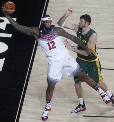 World Cup played between USA and Lithuania. In this picture, DaMarcus Cousins and Darjus Lavrinovic. xFRANCESCxADELANTADOx 