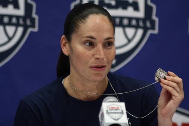 Sept. 11, 2014 - Newark, DE, United States of America - United States Guard Sue Bird (6) addresses the media about her commemorative dog tags after a USA WomenÃ s National Team Exhibition game between Red and White Thursday, Sept. 11, 2014 at The Bob Carpenter Sports Convocation Center in Newark, DEL USA WOMEN S BASKETBALL: USA WomenÕs National Team plays Exhibition In First State - ZUMAs124