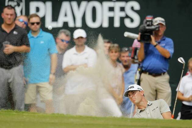 September 12, 2014: Billy Horschel digs out of the bunker on eighteen in the second round of the FedEx Cup - The Tour Championship at East Lake Golf Club in Atlanta, Georgia. GOLF: SEP 12 PGA Golf Herren - TOUR Championship by Coca-Cola - Second Round Icon20373339 EDITORIAL USE ONLY